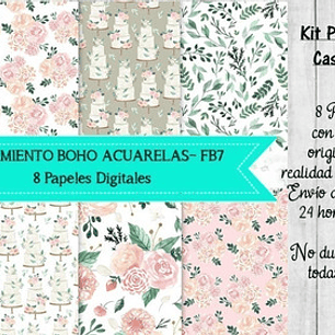 Papeles Digitales Florales Acuarela Fb7