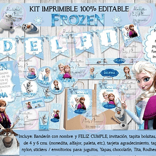 Kit Imprimible Candy Bar Frozen Modelo 1 - 100% Editable