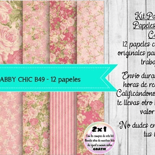 Papeles Digitales Shabby Chic Vintage Rosa B49
