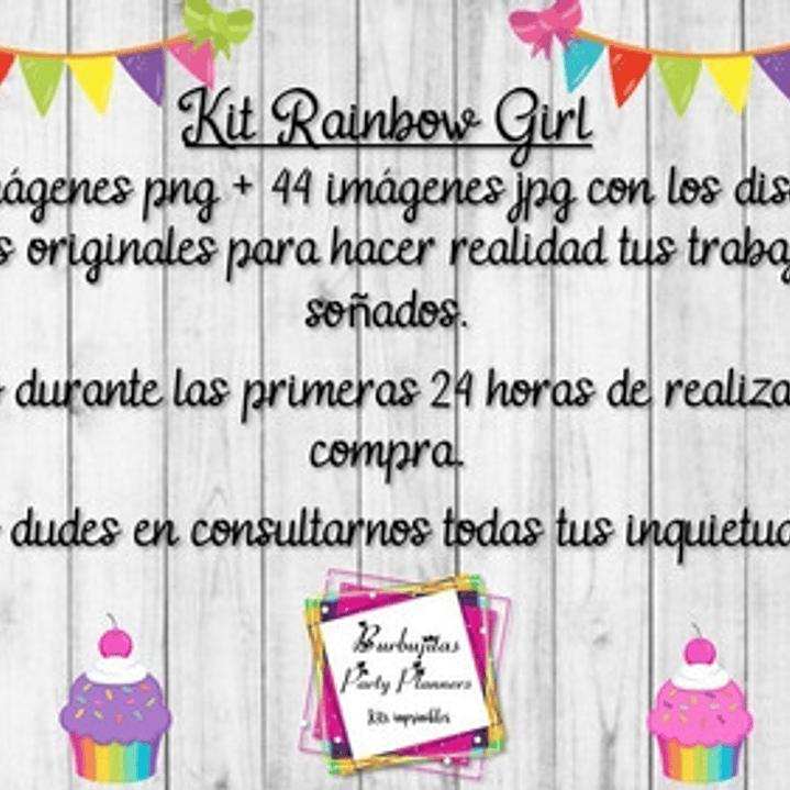 Cliparts Y Papeles Arco Iris Niña Unicornio  Kit Imprimible 2