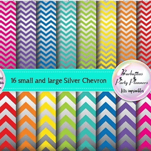 Papeles Small And Large Silver Chevron