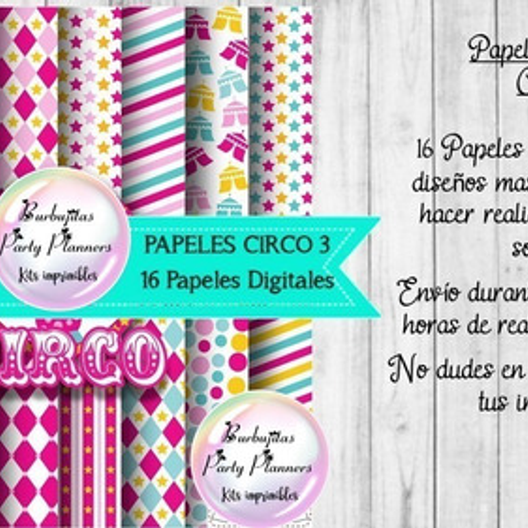 Papeles Fondos Digitales Circo 3 - Kit Imprimible 1