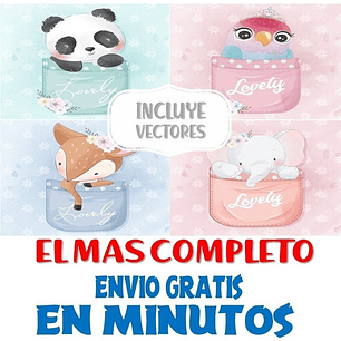 Pack Clipart Animalitos Acuarela En Bolsillo + Vectores