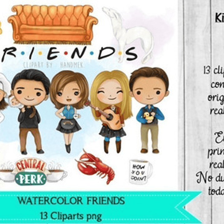 Cliparts Friends Acuarela Kit Imprimibles 1