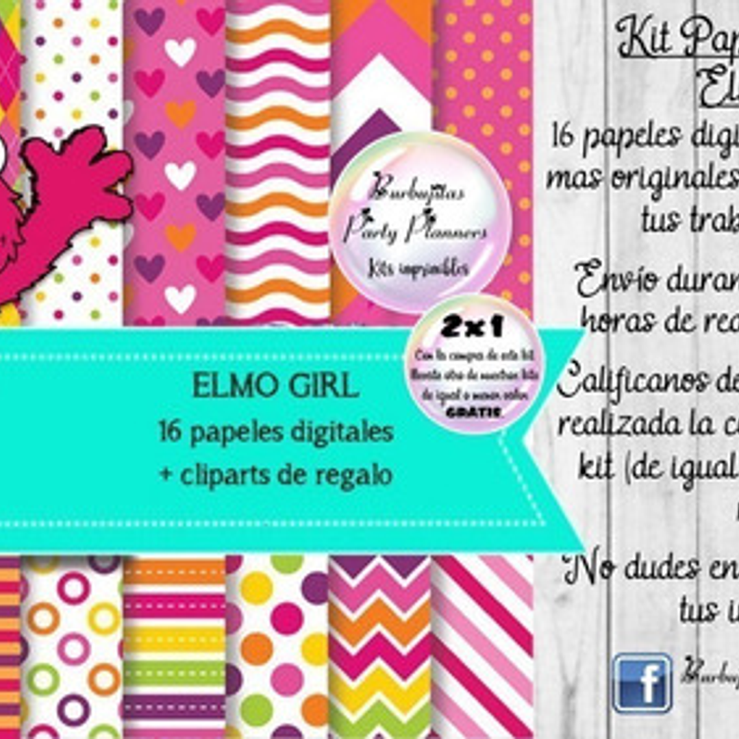 Papeles Fondos Digitales Elmo Niña Kit Imprimible 1