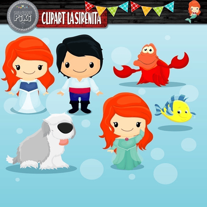 Pack Imágenes Hd Clipart La Sirenita + Vectores + Regalo 2