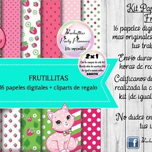 Papeles Fondos Digitales Frutillitas Kit Imprimible