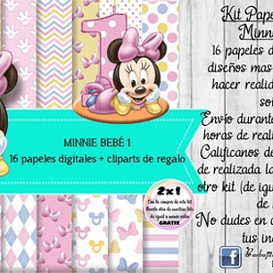 Papeles Fondos Digitales Minnie Bebe 1 Kit Imprimible