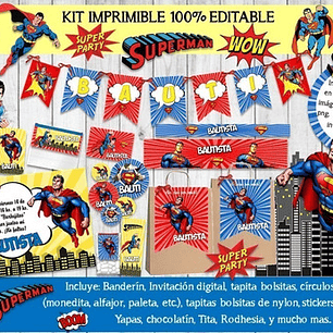 Kit Imprimible Candy Bar Superman 100% Editable