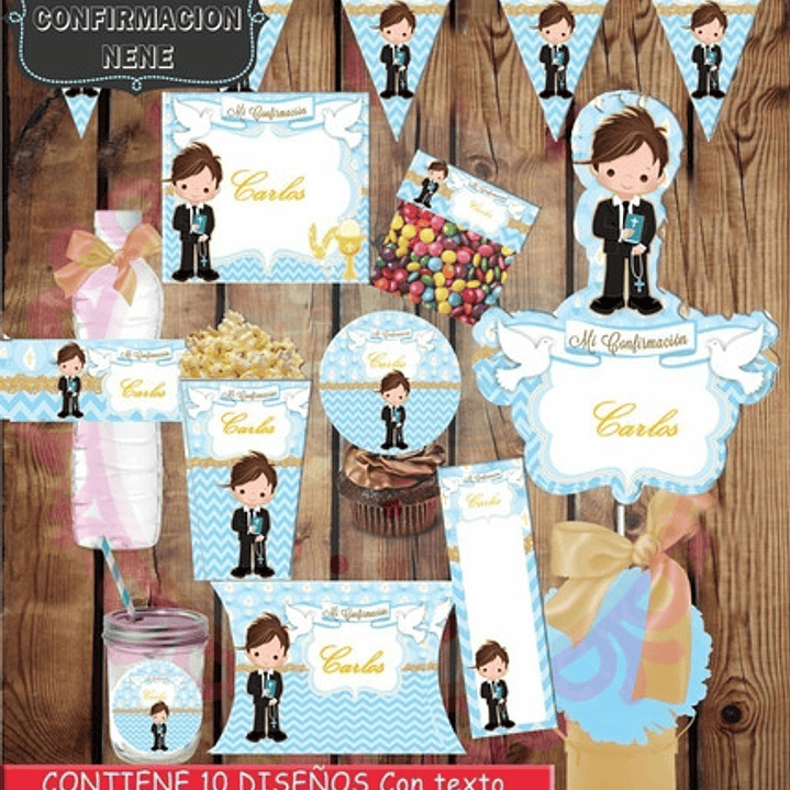 Kit Imprimible Editable Confirmación Nene 1