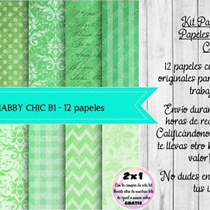 Papeles Digitales Fondos Shabby Chic Verde B1
