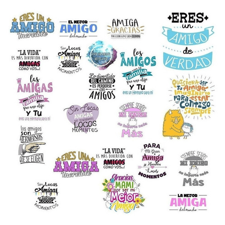 20 Vectores Frases Día Del Amigo Vinilos Sublimacion Tazas 1
