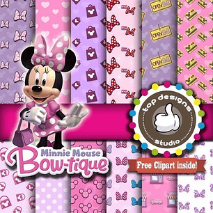 Kit Imprimible Pack Fondos Clipart - Minnie Boutique