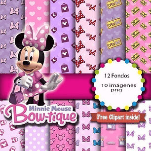 Kit Imprimible  Minnie Boutique 12 Fondos 10 Png