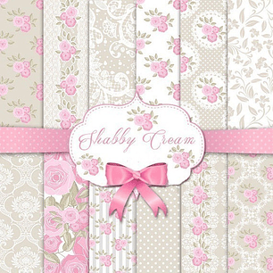 Kit Imprimible Shabby Cream 12 Fondos