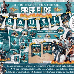 Kit Imprimible Candy Bar Freefire Free Fire 100% Editable