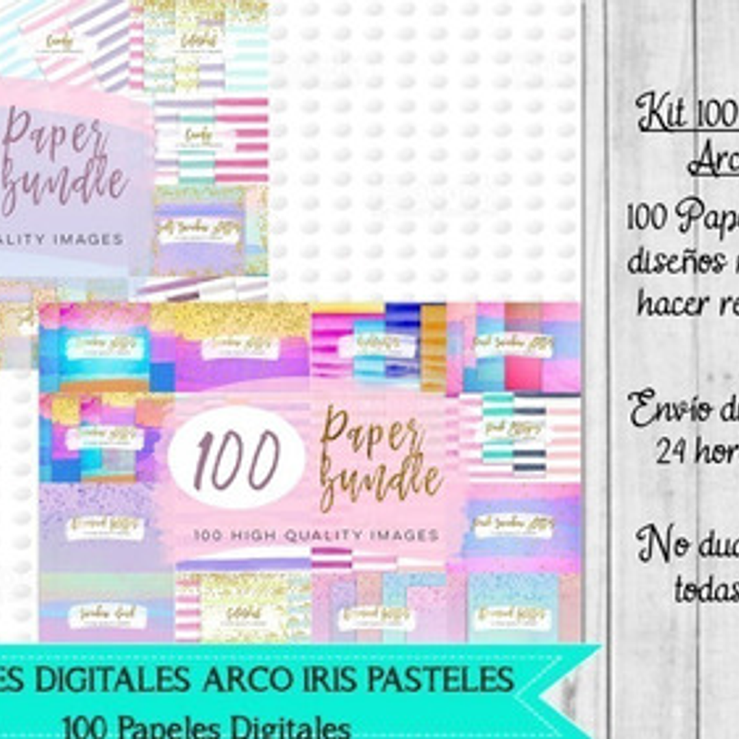 100 Papeles Fondos Digitales Arco Iris Pasteles  1