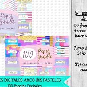 100 Papeles Fondos Digitales Arco Iris Pasteles 