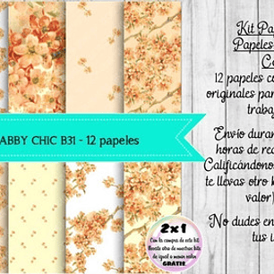 Papeles Digitales Shabby Chic Vintage Damasco B31
