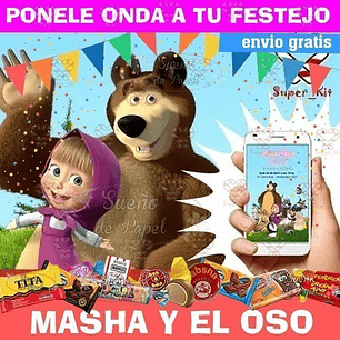 Kit Imprimible Masha Y El Oso Bosque Editable