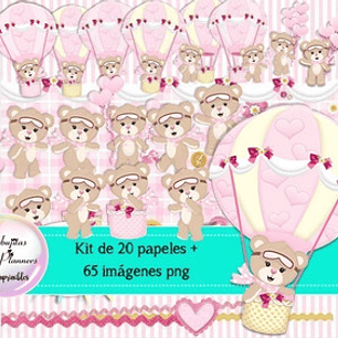 Cliparts Y Papeles Osita Osa Rosa Aviadora Globo Aerostatico