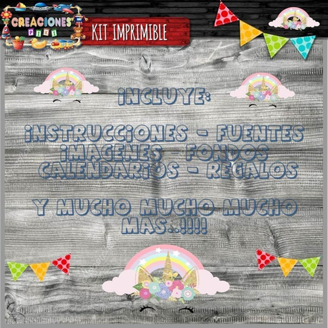 Kit Imprimible Candy Bar Unicornio Dorado El Mas Completo 7