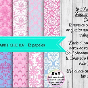 Papeles Digitales Shabby Chic Vintage Rosa Y Lavanda B37