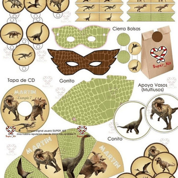 Kit Imprimible Dinosaurios Mod 2 Editable 5