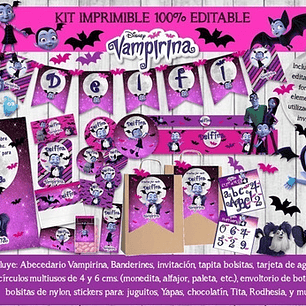 Kit Imprimible Candy Bar Vampirina 100% Editable