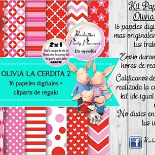 Papeles Fondos Digitales Olivia La Cerdita 2 Kit Imprimible