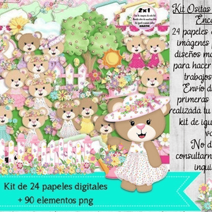 Cliparts Y Papeles Osa Osita Jardin Encantado Kit Imprimible 1