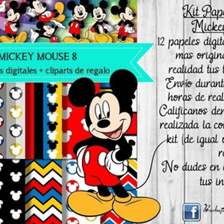 Papeles Fondos Digitales Mickey Mouse 8 Kit Imprimible 1