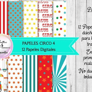 Papeles Fondos Digitales Circo 4 - Kit Imprimible