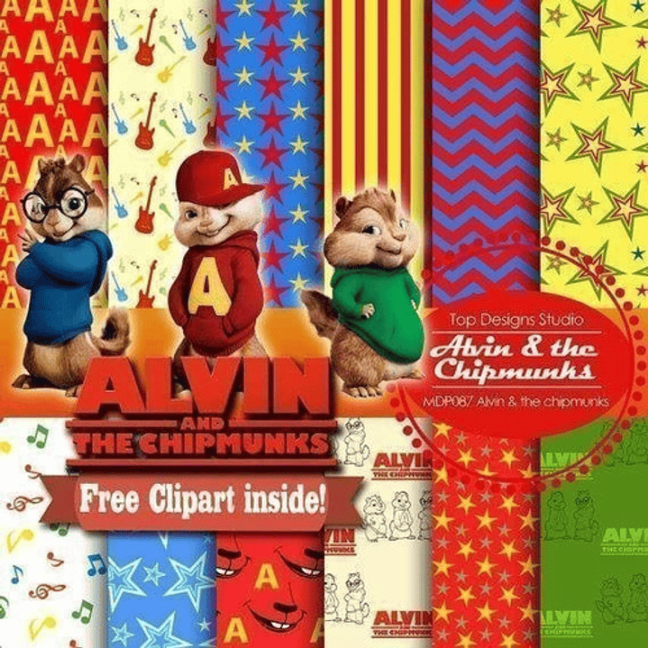 Kit Imprimible Alvin 11 Clipart - 12 Fondos 1