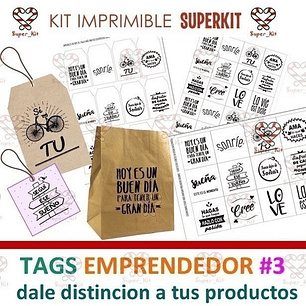 Kit Imprimible Tags Emprendedor Mod 3 Destaca Tus Envios!