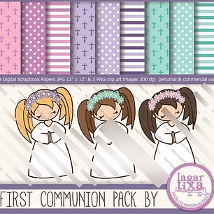 Kit Imprimible Comunión 16 - 9 Fondos 2 Imagenes