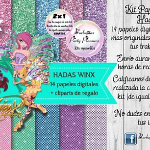 Papeles Fondos Digitales Hadas Winx Kit Imprimible