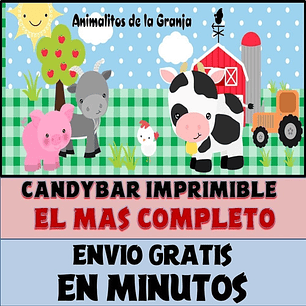Kit Imprimible Candy Bar Animalitos De La Granja Completo