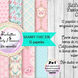Papeles Digitales Fondos Shabby Chic Rosa Celeste E58