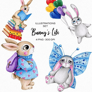 Cliparts Png Conejitos Conejos Bb1 Kit Imprimible