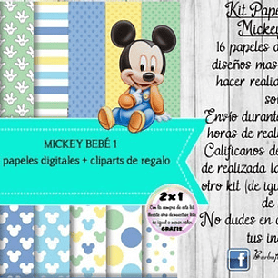 Papeles Fondos Digitales Mickey Bebe 1 Kit Imprimible