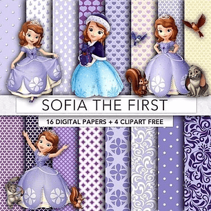 Kit Imprimible Sofia The First 4 Clipart - 16 Fondos