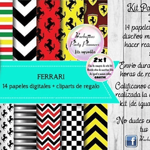Papeles Fondos Digitales Ferrari Kit Imprimible