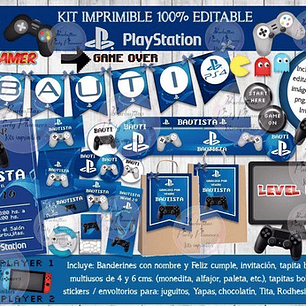 Kit Imprimible Candy Bar Ps Playstation Gamer 100% Editable