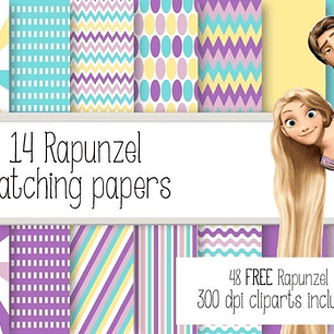 Kit Imprimible Rapunzel 48 Imágenes - 14 Fondos