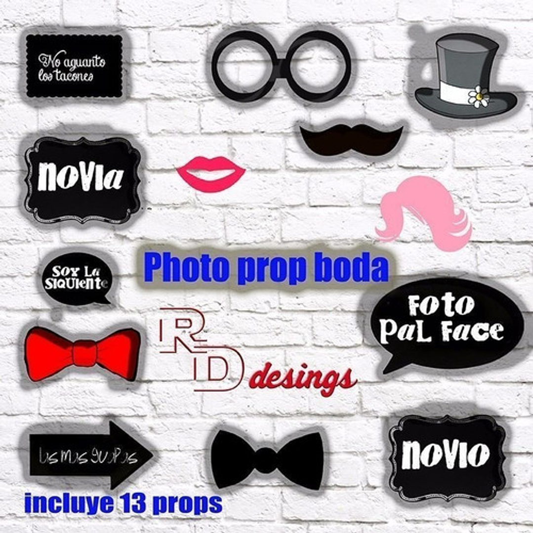 Kit Imprimible Photo Props Boda 2 1