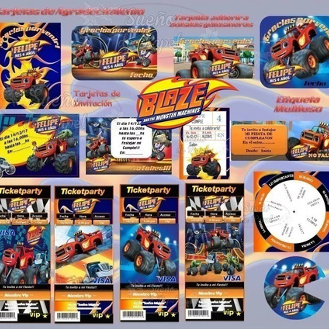 Kit Imprimible Blaze And The Monster Machine Editable 8