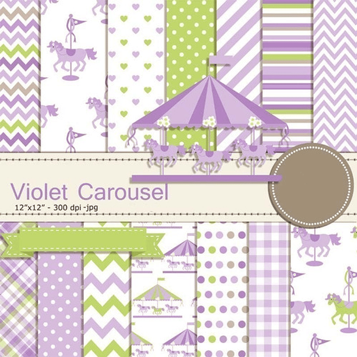 Kit Imprimible Carrusel Violeta - 14 Fondos 8 Png 1