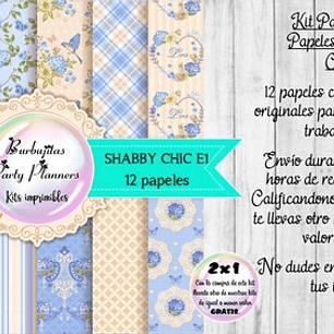 Papeles Digitales Fondos Shabby Chic Celeste Y Beige E1