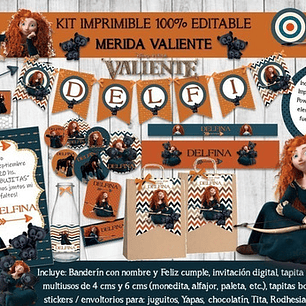 Kit Imprimible Candy Bar Merida Valiente 100% Editable